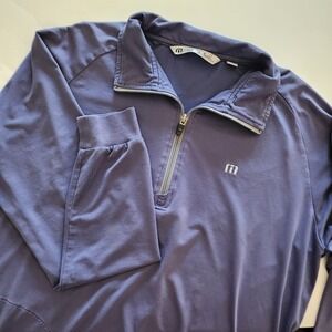 Travis Mathew‎ 1/4 zip Blue Long Sleeve Pullover Sweatshirt Golf Mens size L
